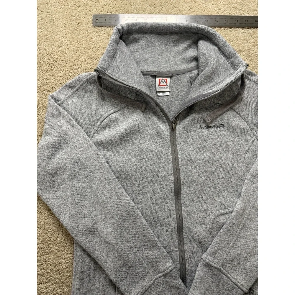 Avalanche Womens Thermal Knit Full Zip Fleece Lined Jacket Heather Gray Size M